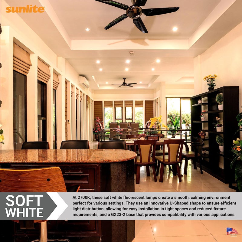 Sunlite 40538 PLD13/SP27K/10PK Double Twin Tube Compact Fluorescent Lamp, PLD 2-Pin, 13 Watts, 660 Lumens, 2700K Soft White, 2-Pin (GX23-2) Base, 10 Pack - Image 4